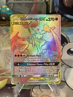 Pokemon Cosmic Eclipse Secret Rare Charizard & Braixen GX 251/236 Sun & Moon NM - Image 1
