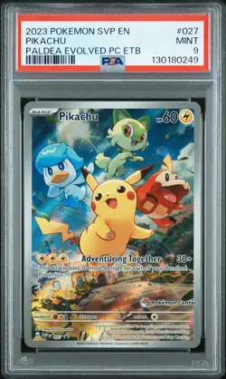 2023 POKEMON SVP EN-SV BLACK STAR PROMO #027 PIKACHU PSA 9 - Image 1