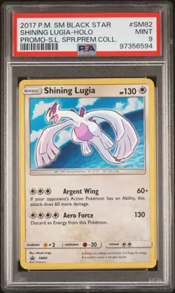 2017 POKEMON SM BLACK STAR PROMO #SM82 SHINING LUGIA-HOLO PSA 9 - Image 1