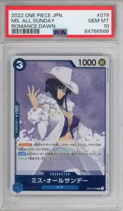 2022 One Piece Japanese Ms. All Sunday Romance Dawn OP01-079 PSA 10 - Image 1