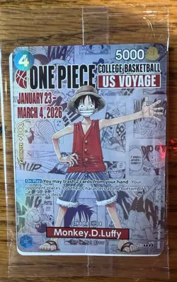 RARE One Piece Monkey.D.Luffy College Basketball Promo Card - FREE SHIPPING - Image 1