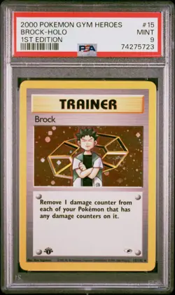 PSA 9 2000 1st Edition Trainer Brock 15/132 Pokemon Card - Gym Heroes - Mint! - Image 1