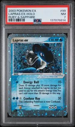 2003 POKEMON EX RUBY & SAPPHIRE #99 LAPRAS EX-HOLO PSA 7 - Image 1
