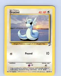 Pokemon TCG Dratini 38/130 Base Set 2 Unlimited Uncommon Card WOTC Played HP - Image 1