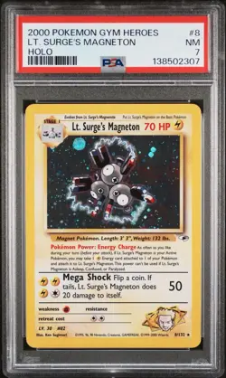 Pokemon TCG Lt. Surge's Magneton 8/132 Gym Heroes Holo PSA 7 - Image 1