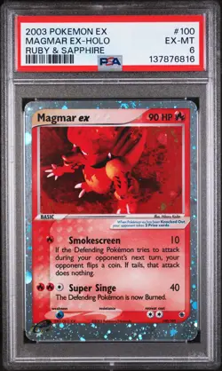 2003 POKEMON EX RUBY & SAPPHIRE #100 MAGMAR EX-HOLO PSA 6 - Image 1