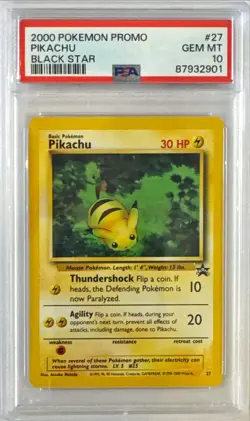 PIKACHU PSA 10 BLACK STAR PROMO #27 POKEMON TCG 2000 ENGLISH - Image 1