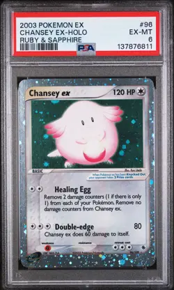 2003 POKEMON EX RUBY & SAPPHIRE #96 CHANSEY EX-HOLO PSA 6 - Image 1