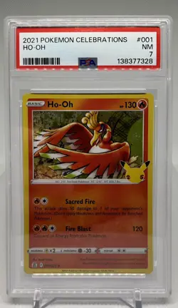2021 POKEMON CELEBRATIONS #001 HO-OH PSA 7 - Image 1