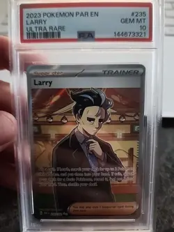 2023 Pokemon Par En Larry Ultra Rare Supporter Trainer #235 Psa 10 Gem Mint - Image 1