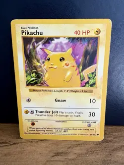 Pokemon TCG Pikachu 58/102 Shadowless RED CHEEKS MP Base Set Vintage #58 - Image 1