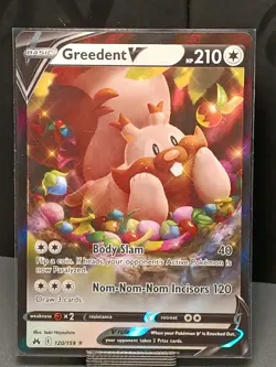Pokemon TCG Sword & Shield Crown Zenith #120 Greedent V Full Art Holo - Image 1