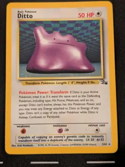 Ditto 3/62 1999 Pokemon Fossil Vintage Holo - MP - Image 1