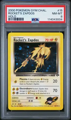 Rocket'S Zapdos Pokemon Gym Challenge 15 NM PSA 8 - Image 1