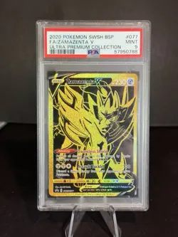 FA/ZAMAZENTA V ULTRA PREMIUM COLL POKEMON SWSH BLCK STR PRM 2020 077 PSA 9 - Image 1
