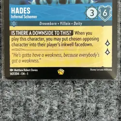Disney Lorcana The First Chapter Hades Infernal Schemer 147/204 Legendary NM - Image 4