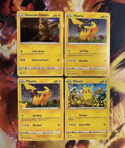Pokemon TCG Pikachu Promo Card Lot x4 Detective Pika, Black Star, 25th Near Mint - Image 1