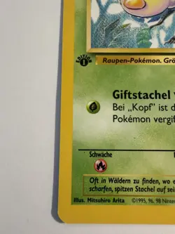 1st Edition Weedle (Hornliu) 69/102 - NM Near Mint German Base Set Pokemon Card - Image 4