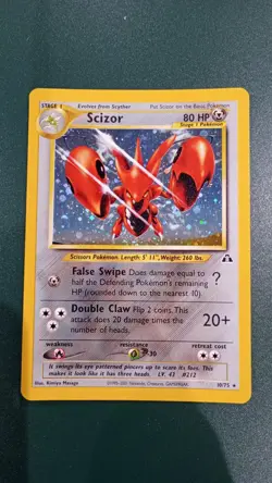 Pokemon TCG Scizor Neo Discovery Holo Rare Trading Card 10/75 Vintage - Image 1