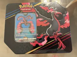 Pokemon Crown Zenith Tin Galarian Moltres Full-Art Foil Card & 5 Boosters - Image 1