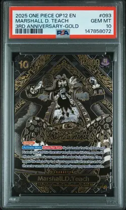 2025 One Piece Op12-093 Legacy Marshall D. Teach 3RD Anniversary Gold PSA 10 - Image 1