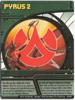 Bakugan PYRUS 2 Green Ability Card BA241a-AB-SM-GBL 46/48b - Image 1