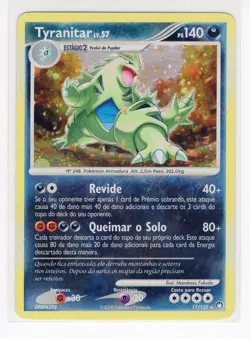 ~PT~ PORTUGUESE Tyranitar Holo 17/123 Mysterious Treasures DP Pokemon Card (C1) - Image 1