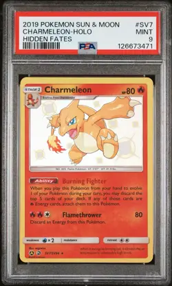 2019 Pokemon SM Hidden Fates Charmeleon Holo #SV7/SV94 PSA 9 Mint - Image 1
