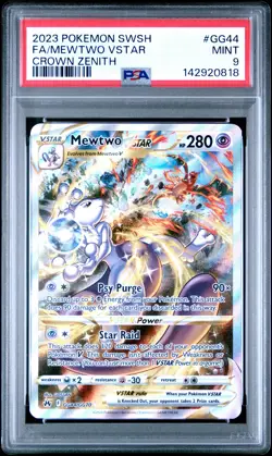 2023 POKEMON SWORD & SHIELD CROWN ZENITH #GG44 FULL ART/MEWTWO VSTAR PSA 9 - Image 1