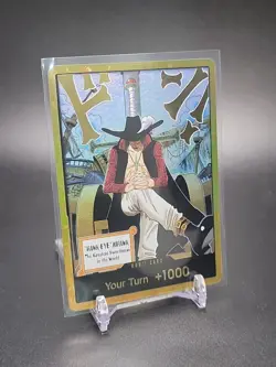 DON!! Card Dracule Mihawk Gold One Piece OP14 The Azure Sea's Seven NM unplayed - Image 3