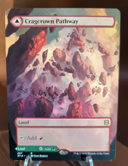 BORDERLESS Cragcrown Pathway x1 MTG Zendikar Rising Magic Light Play LP English - Image 1
