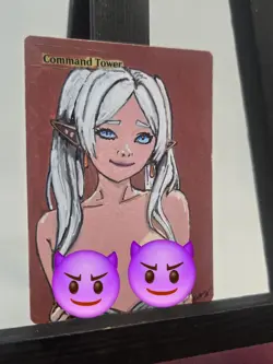 MTG Command Tower Alter – Frieren Waifu – Hand Painted Acrylic by BAZAYO 18+ - Image 3