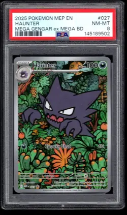 2025 POKEMON MEP EN HAUNTER MEGA GENGAR EX 027 PSA 8 - Image 1