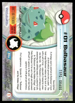 Pokemon Cards Bulbasaur #1 Topps Trading Cards Series 1 LP *2 - Image 2