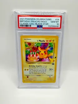 2 x PSA 10 Pokemon Birthday Pikachu 24 Celebrations Classic Collection Black Sta - Image 1
