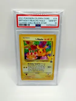2 x PSA 10 Pokemon Birthday Pikachu 24 Celebrations Classic Collection Black Sta - Image 2