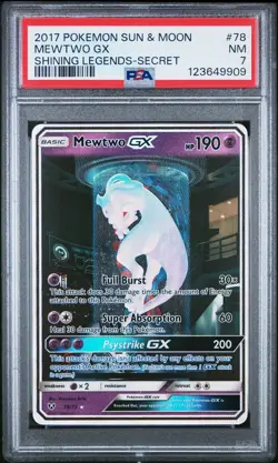2017 POKEMON SUN & MOON SHINING LEGENDS SECRET #78 MEWTWO GX PSA 7 - Image 1