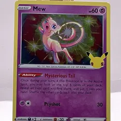 Mew 011/025 Celebrations Holo Rare 60 HP Basic Psyshot Pokemon TCG - Image 2