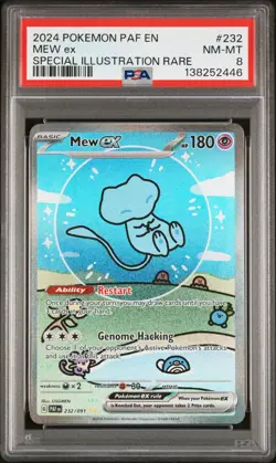 2024 POKEMON PAF EN-PALDEAN FATES SPECIAL ILLUSTRATION RARE #232 MEW EX PSA 8 - Image 1