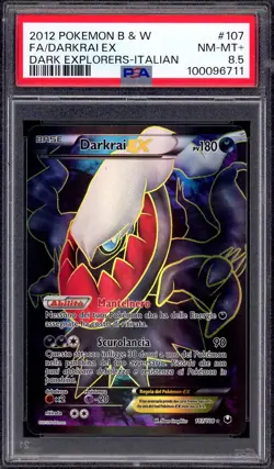 2012 Pokemon Italian B&W Dark Explorers Full Art Darkrai EX #107 PSA 8.5 NM-MT+ - Image 1