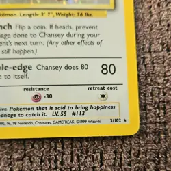 Pokemon TCG Chansey Holo Rare Base Set 3/102 1999 120HP Wizards of the Coast - Image 4