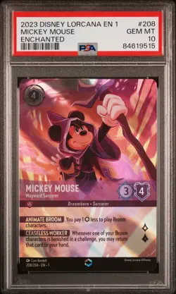 Lorcana: Mickey Mouse - Wayward Sorcerer (208/204 TFC Enchanted PSA 10) - Image 1