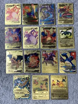 Set of 15 Charizard V, VMax, GX &More Gold Foil Fan Art Cards - Image 1