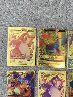 Set of 15 Charizard V, VMax, GX &More Gold Foil Fan Art Cards - Image 2