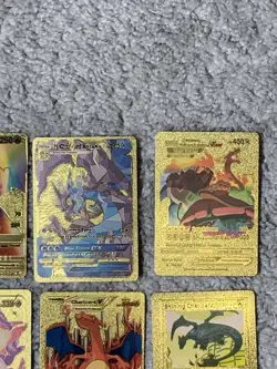 Set of 15 Charizard V, VMax, GX &More Gold Foil Fan Art Cards - Image 3