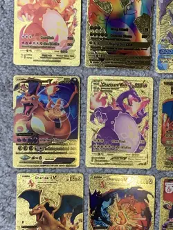 Set of 15 Charizard V, VMax, GX &More Gold Foil Fan Art Cards - Image 4