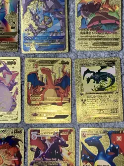 Set of 15 Charizard V, VMax, GX &More Gold Foil Fan Art Cards - Image 5