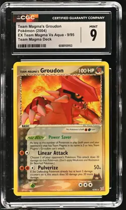 CGC 9 MINT Team Magma's Groudon EX Team Magma Vs Aqua 9/95 Rare Pokemon Card - Image 1