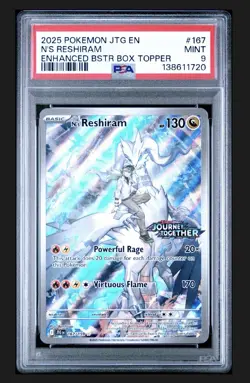PSA 9 MINT N's Reshiram IR Stamped Journey Together 167/159 Pokemon Card TCG - Image 1