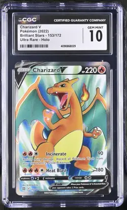 🔥🔥 CGC 10 ENGLISH Charizard V 153/172 Brilliant Stars 2022 Pokemon Card - Image 1